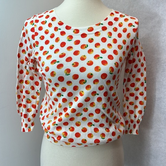 J. Crew Factory peach print crew neck sweater - Picture 2 of 11